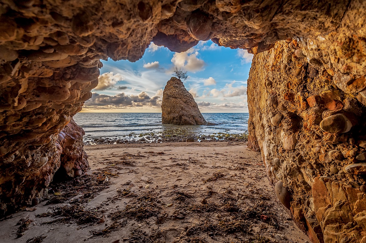 Image - cave sea rock landscape nature