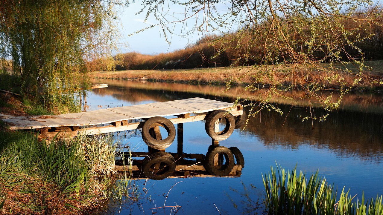 Image - pier port boat river creek willow