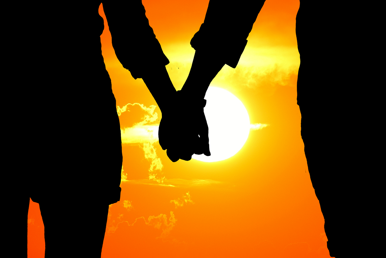 Image - lovers silhouette sunset together