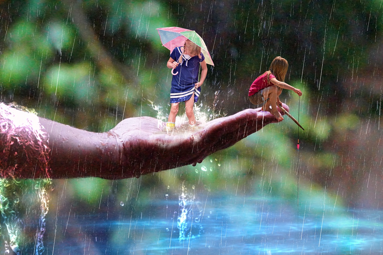 Image - rain child leisure fishing