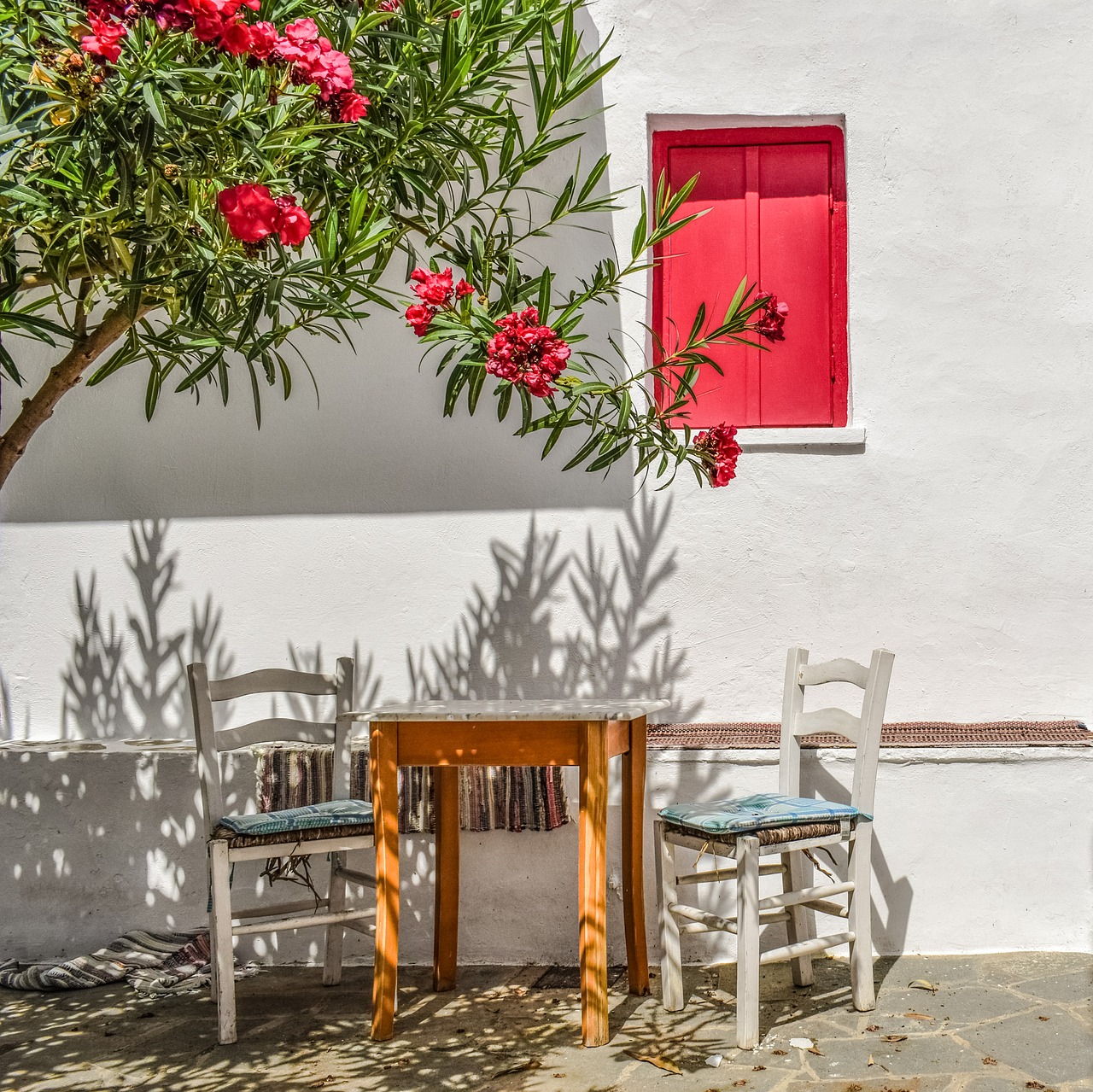 Image - yard table chairs house red