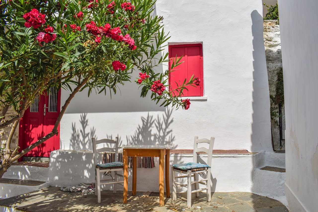 Image - yard table chairs house red