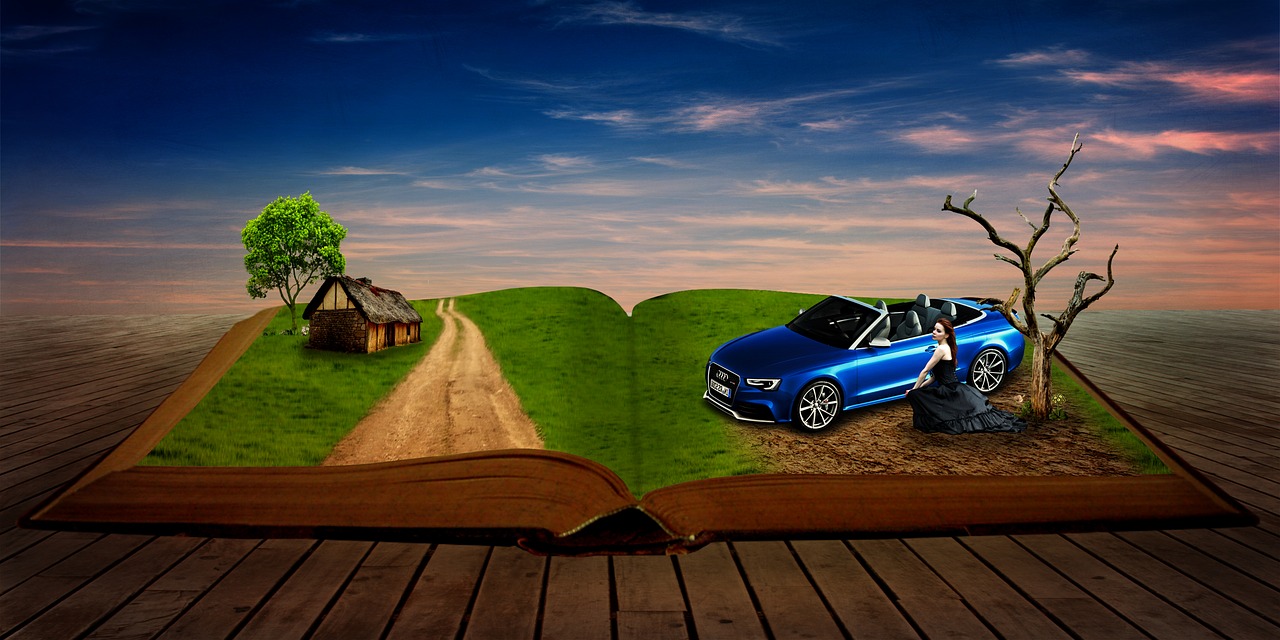 Image - storybook book girl car fantasy