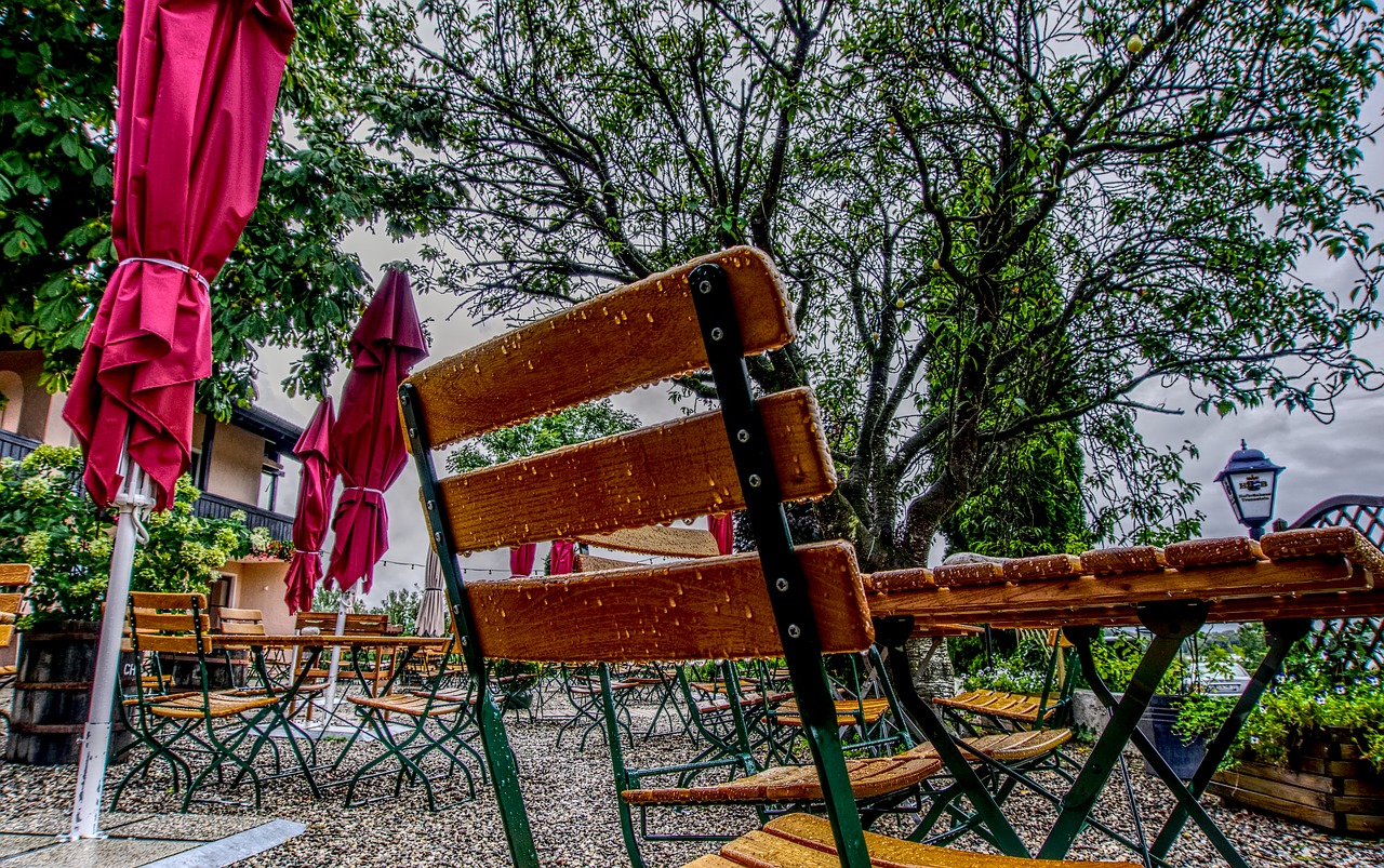 Image - beer garden rain chair table