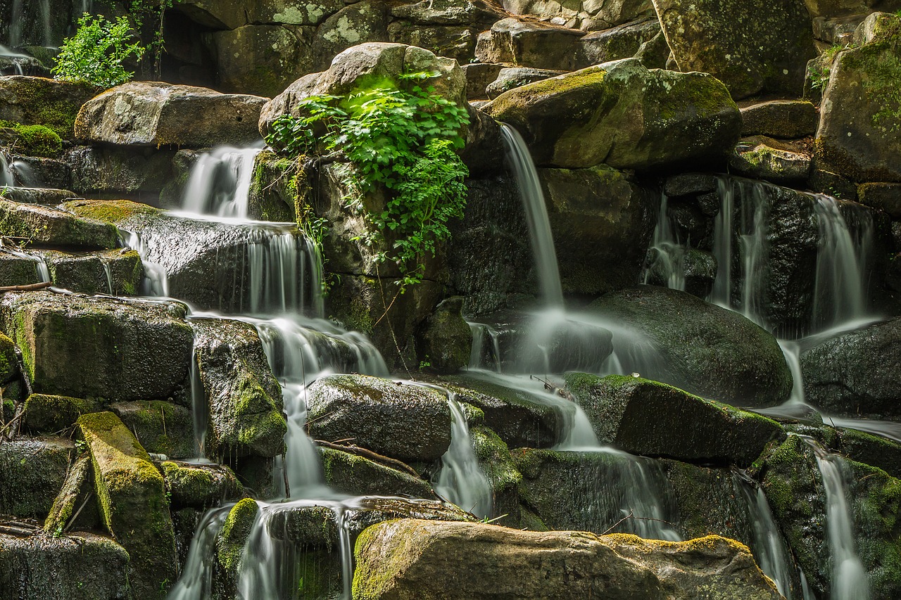 Image - waterfall river nature stones