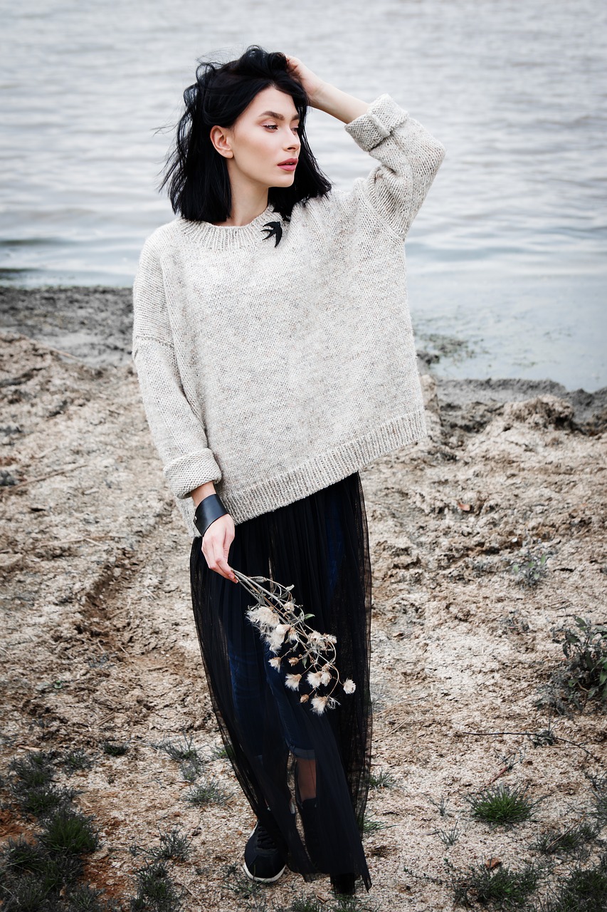 Image - girl brunette sea beach coast
