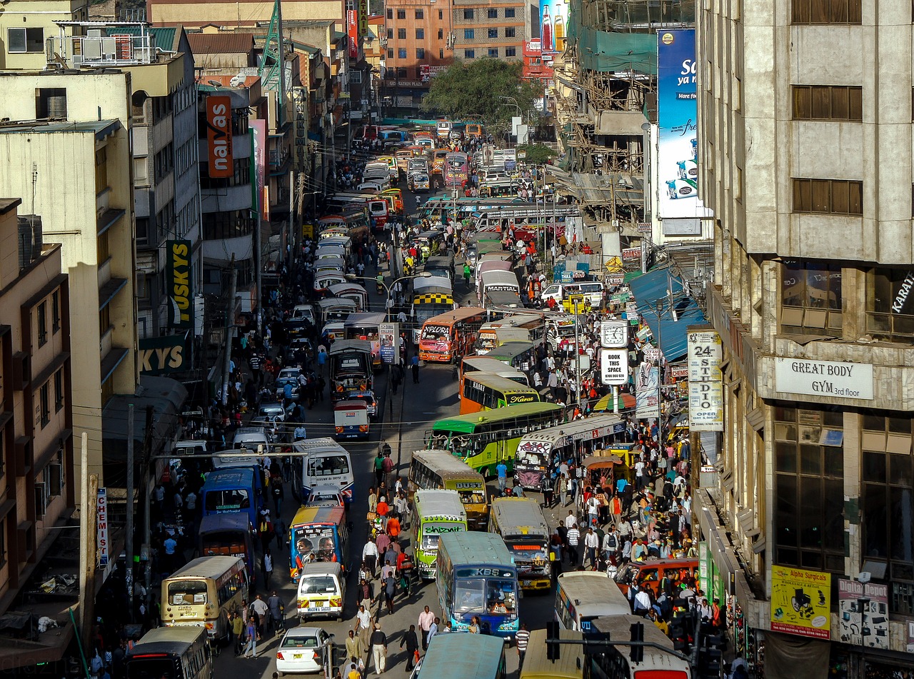 Image - nairobi kenya streets matatu urban