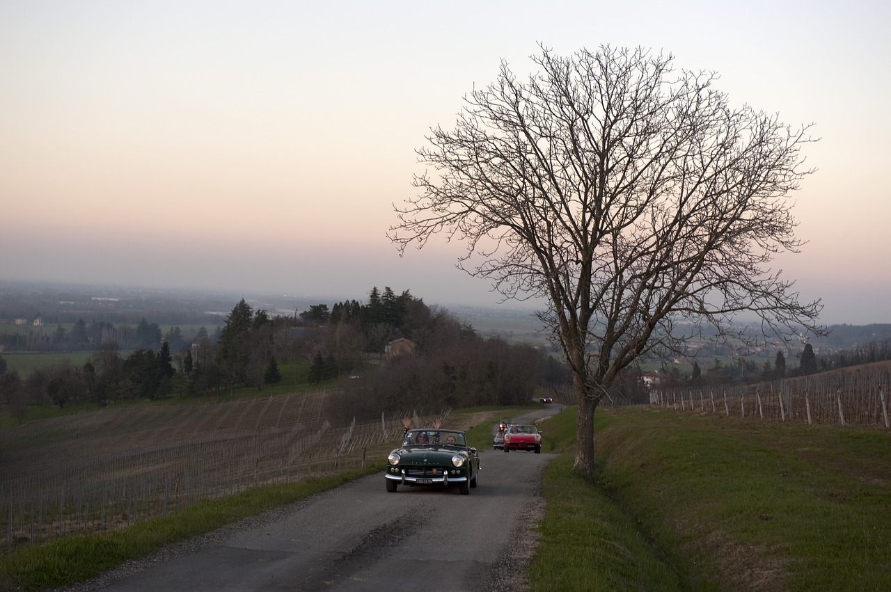 Image - tuscany auto sunset sky landscape