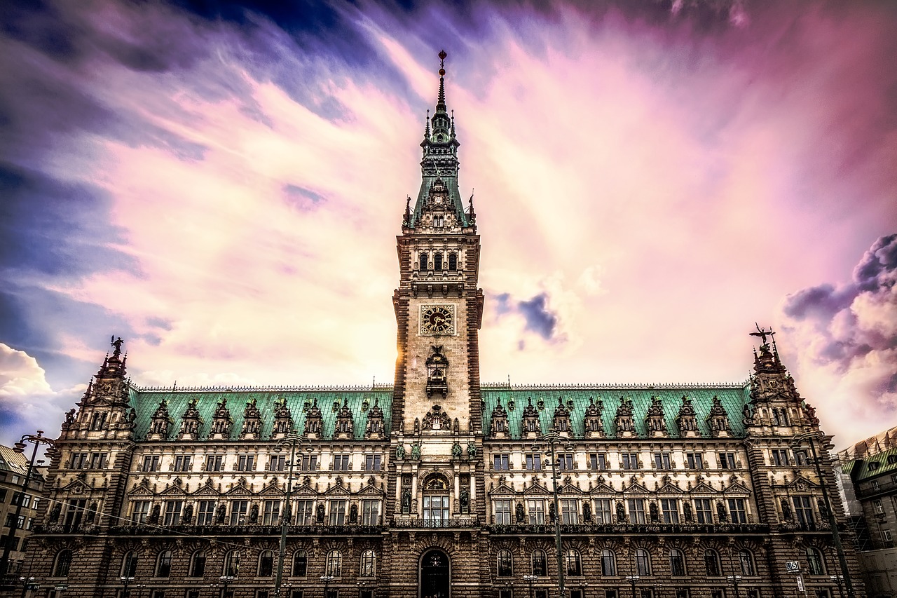 Image - hamburg town hall sunset