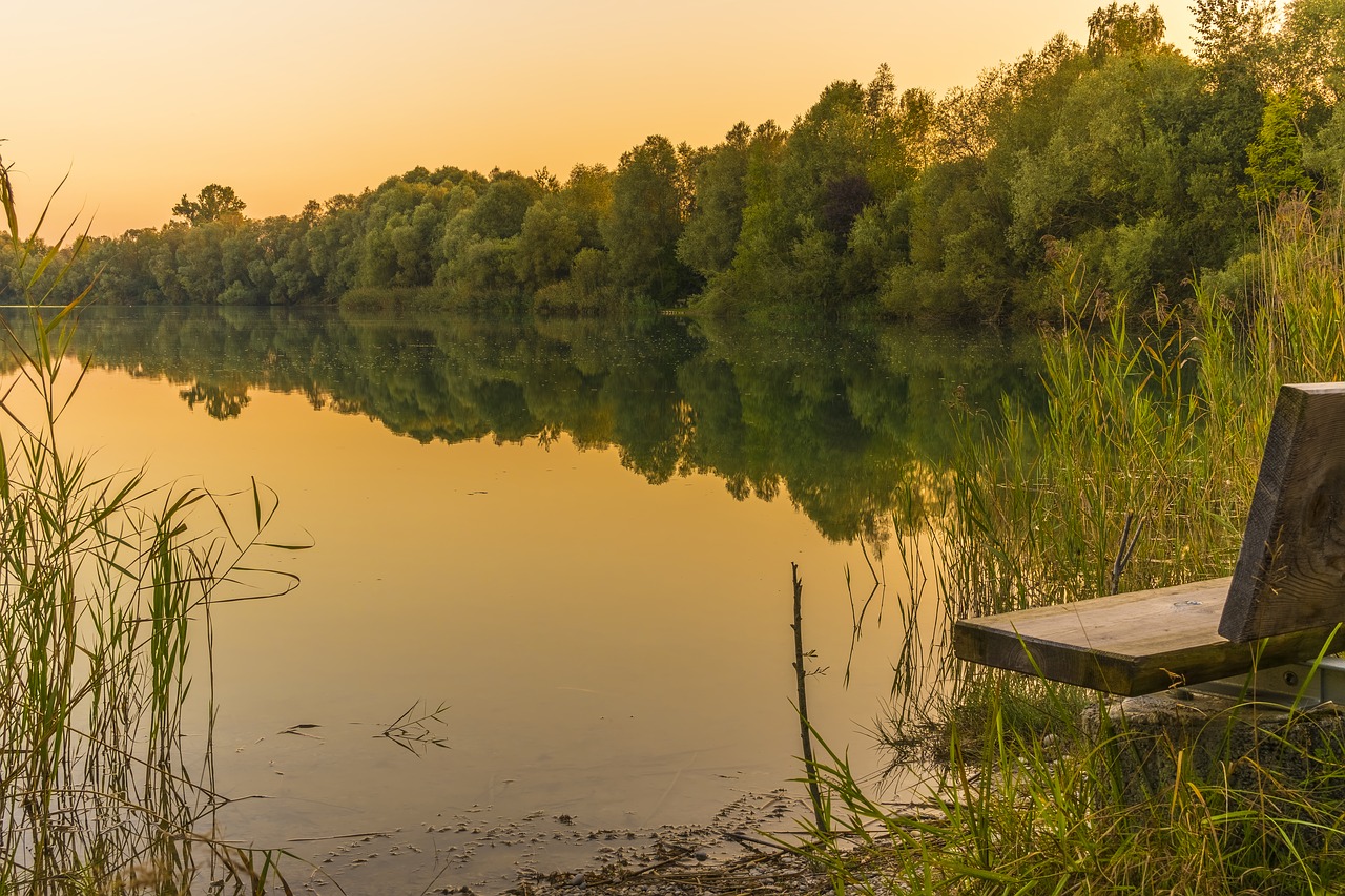 Image - sunset lake abendstimmung nature