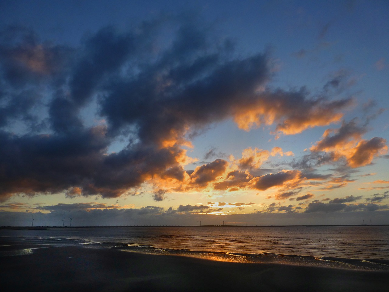 Image - sea evening sun night sky