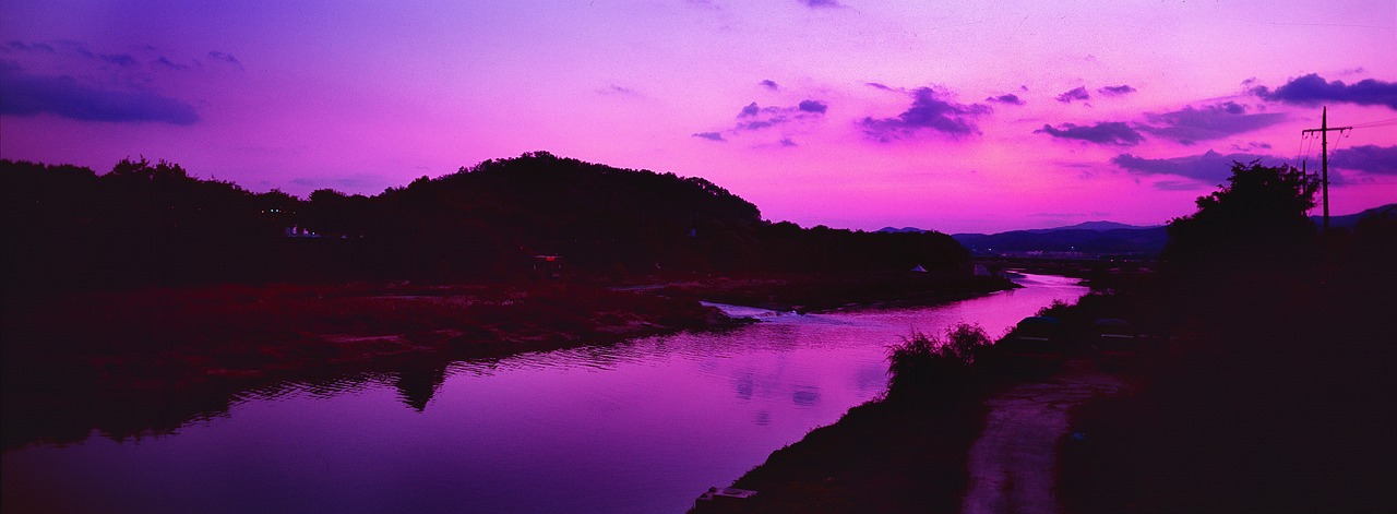 Image - glow river sunset sky nature