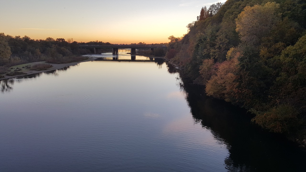 Image - river sunset fall water landscape