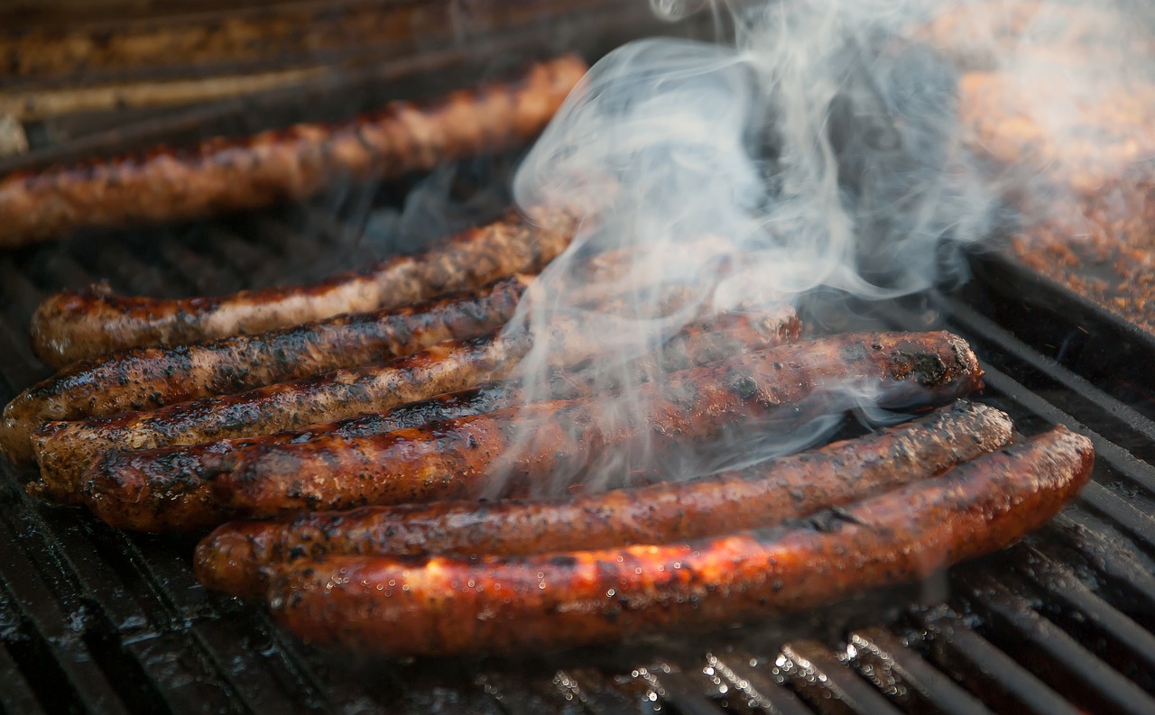 Image - barbecue grilling sausages merguez