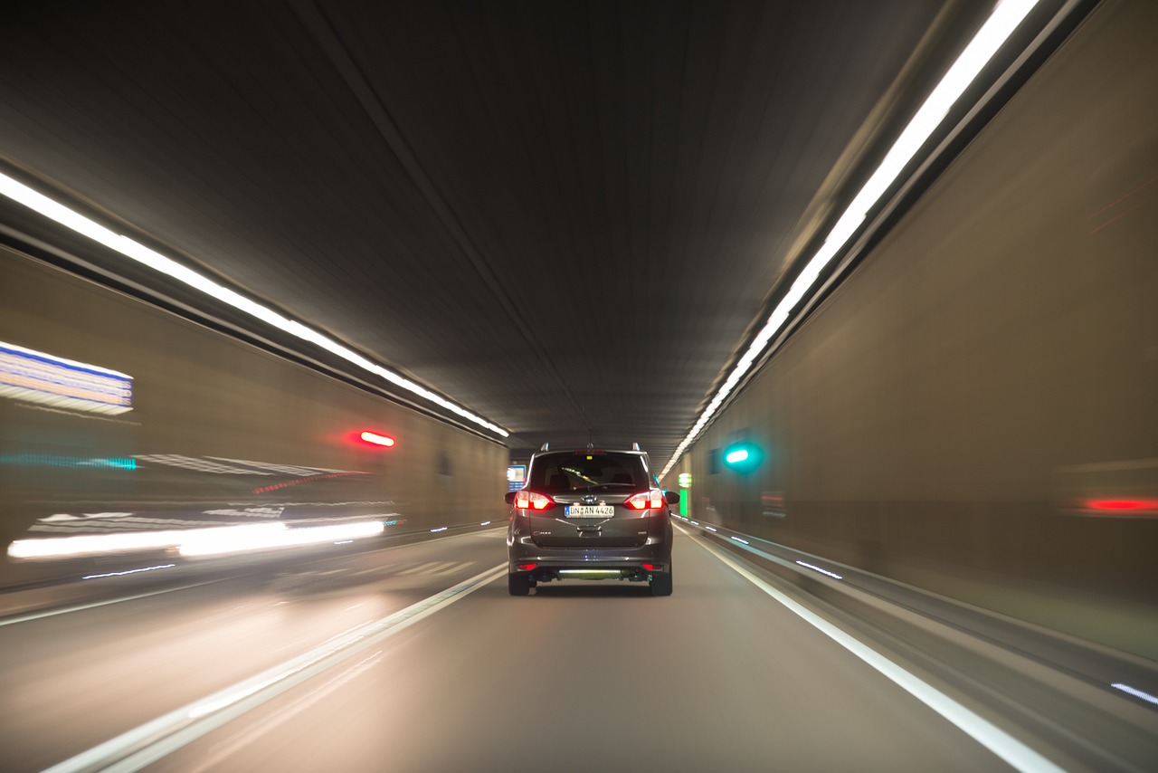 Image - car driving tunnel lights