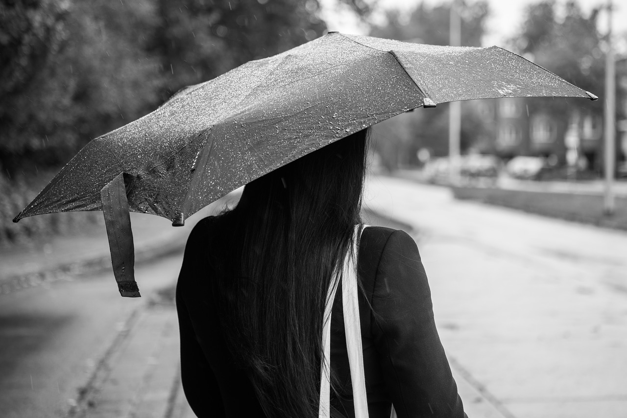 Image - woman rain umbrella female people