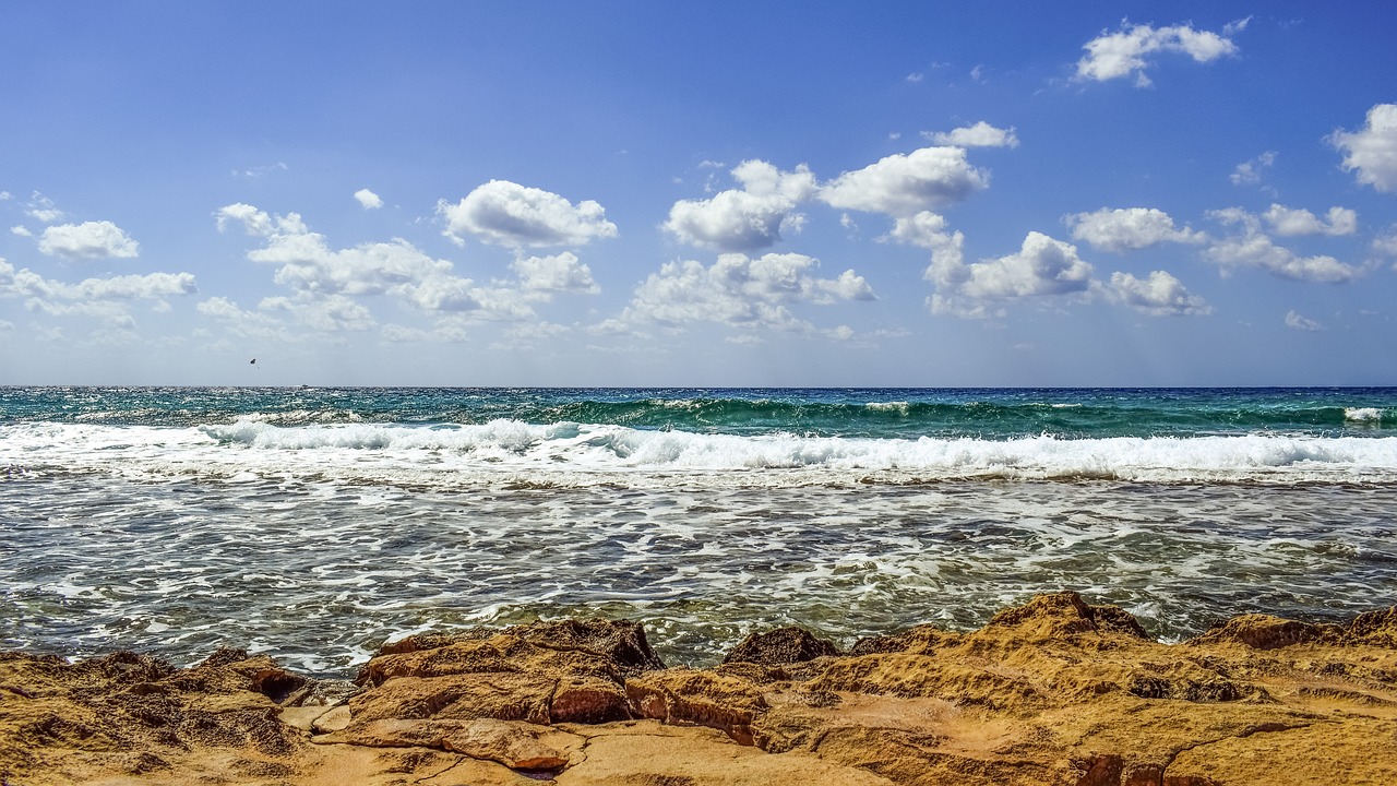 Image - rocky coast sea horizon sky clouds