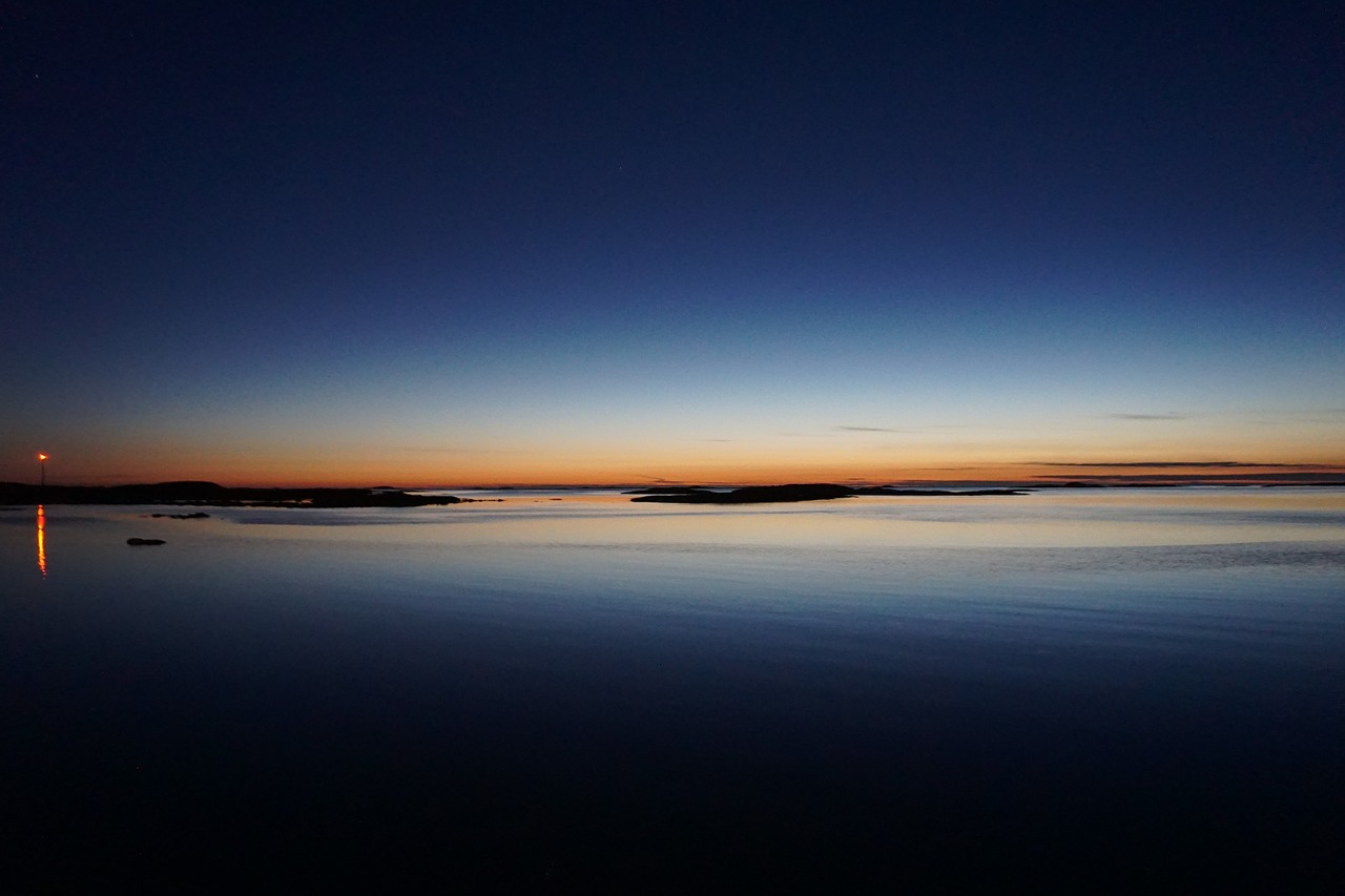 Image - sunset blue norway nature