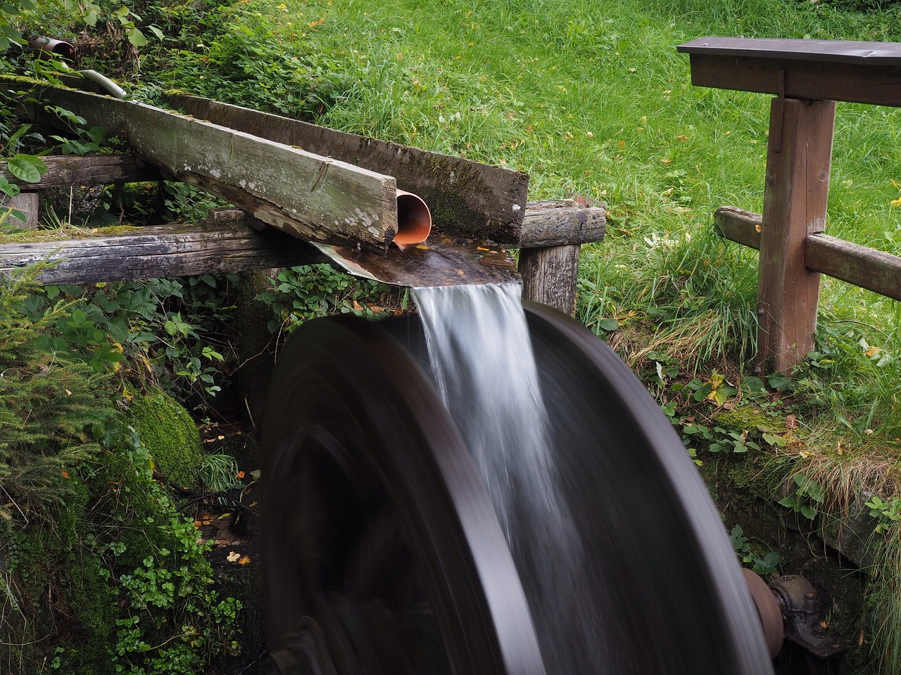 Image - waterwheel flow bach water power