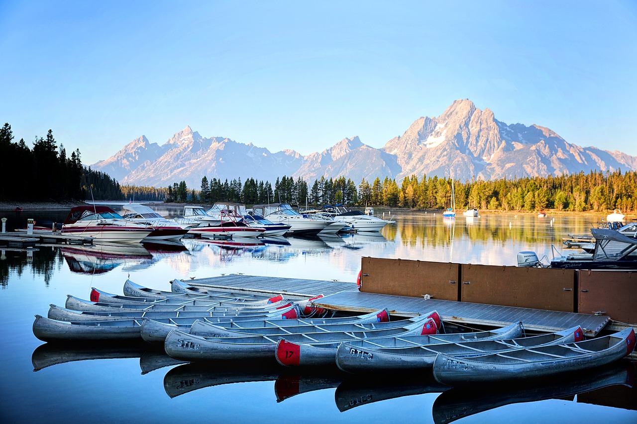 Image - grand tetons kayaks boats lake