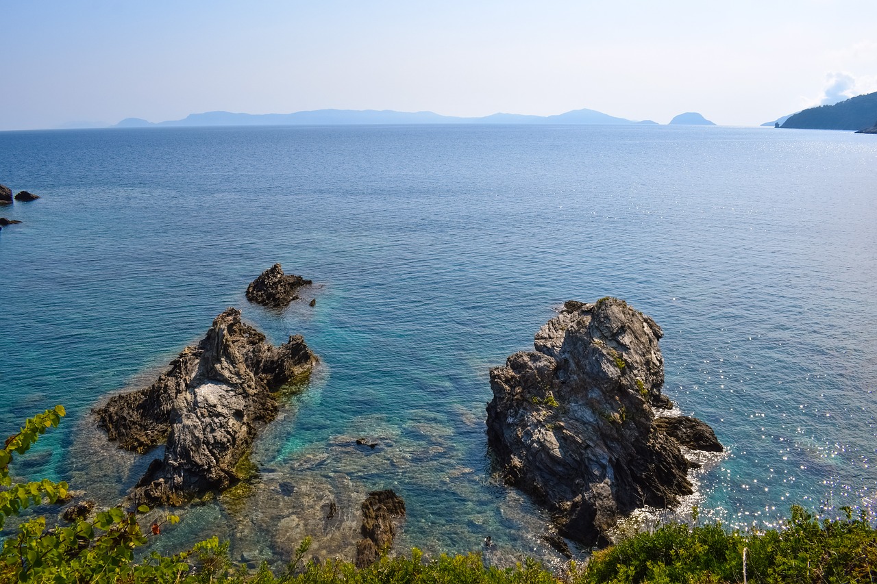 Image - rocky coast landscape sea horizon