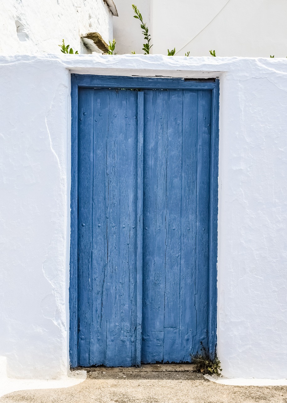 Image - door wooden blue white