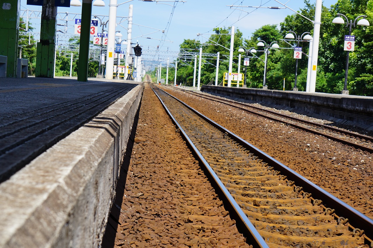 Image - subway train blue sky green tree