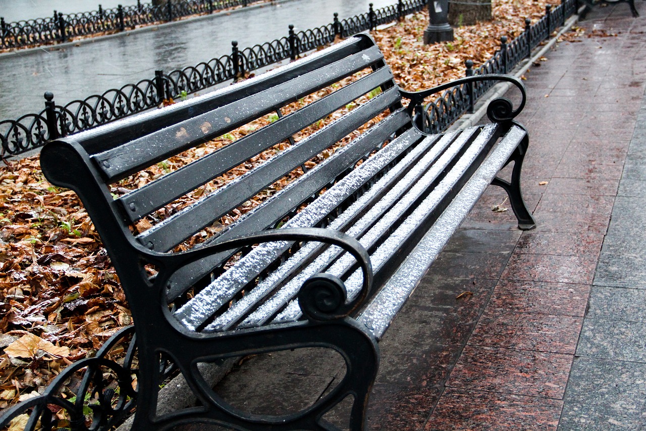 Image - winter chair snow yellow leaves