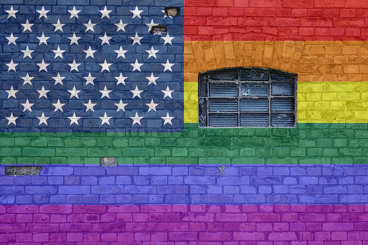 Image - wall brick grafitti window rainbow