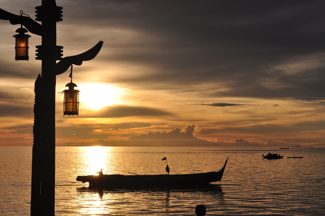 Image - sunset fisherman nature silhouette