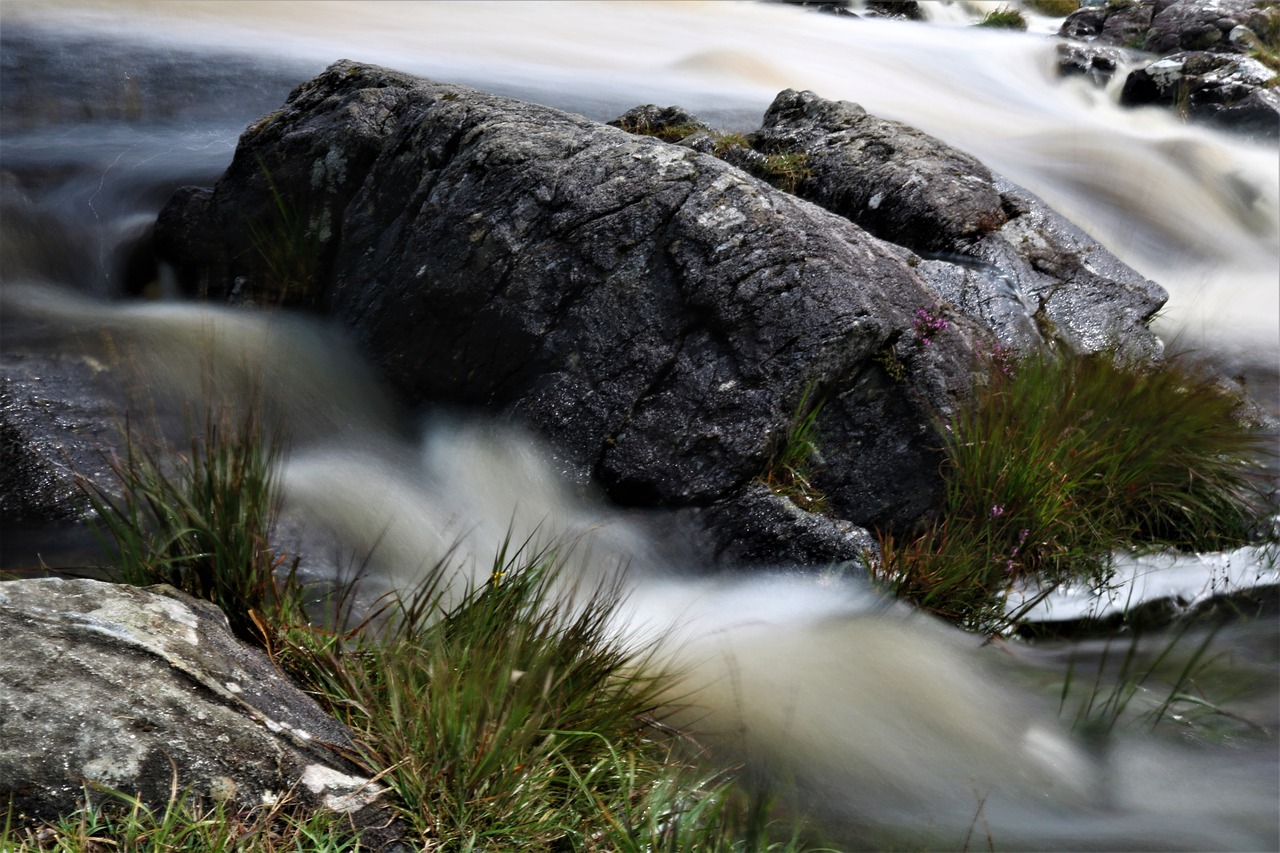 Image - waterfall bach ireland stones flow