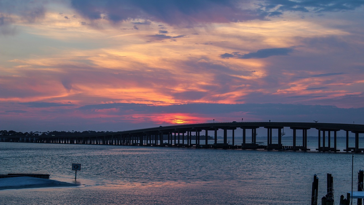 Image - sunset destin bridge sky landscape