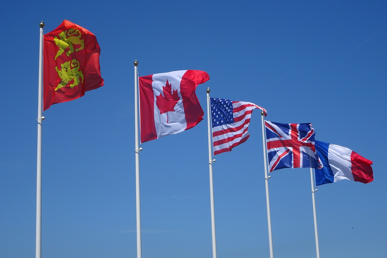 Image - flags wind sky blue country