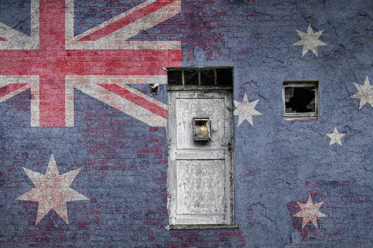 Image - australia flag wall brick vintage