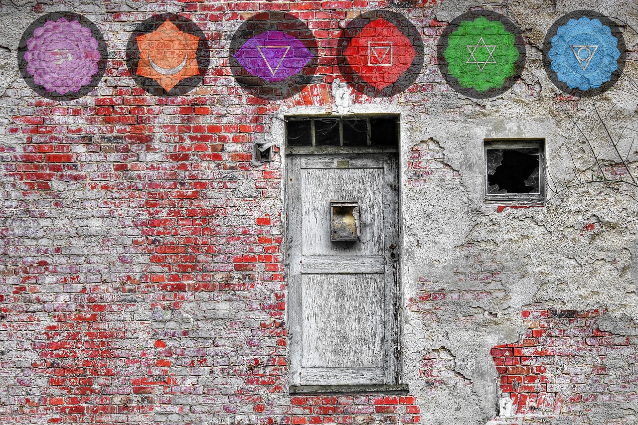Image - mandala chakra brick wall door