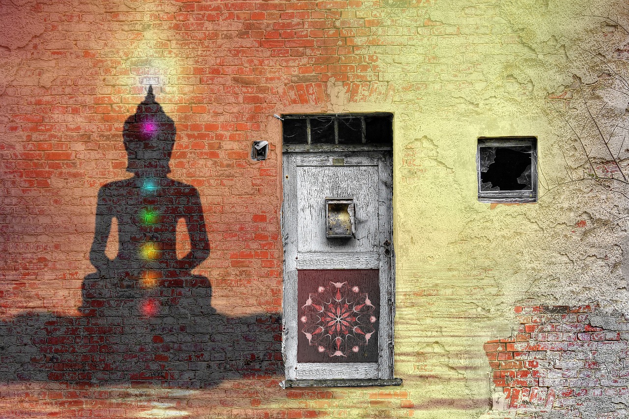 Image - mandala chakra brick wall door