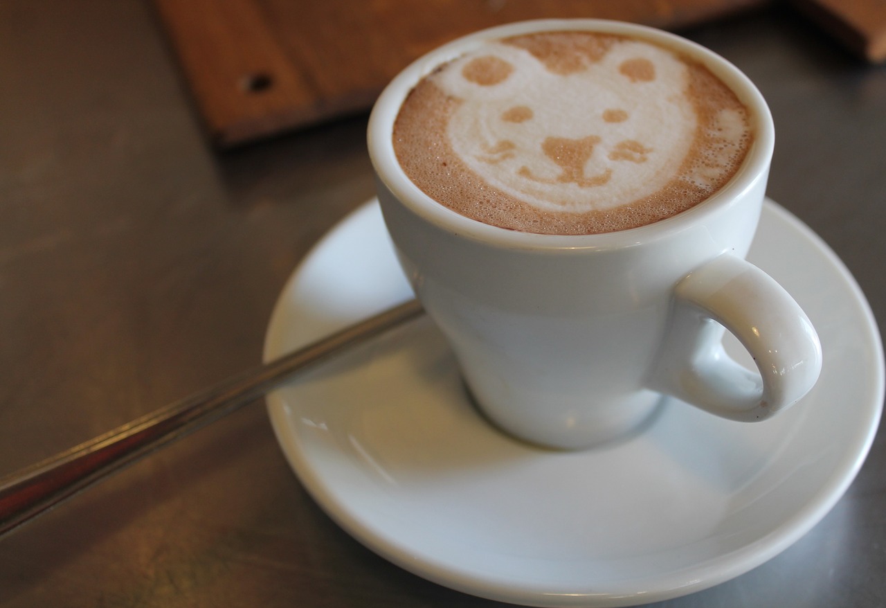 Image - coffee bear face white cup drink