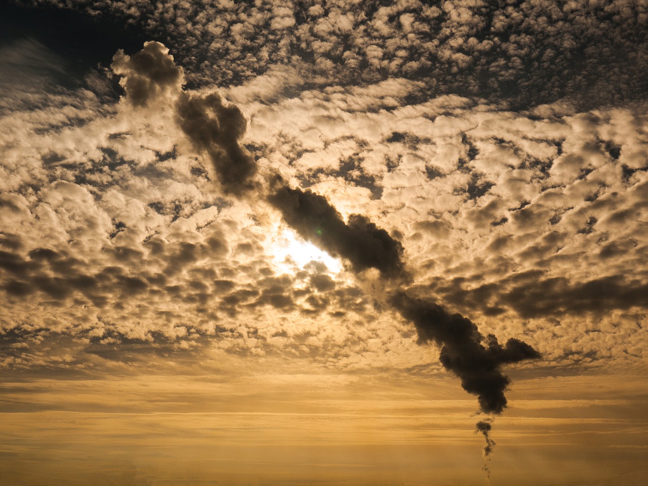 Image - smoke plume sky clouds back light