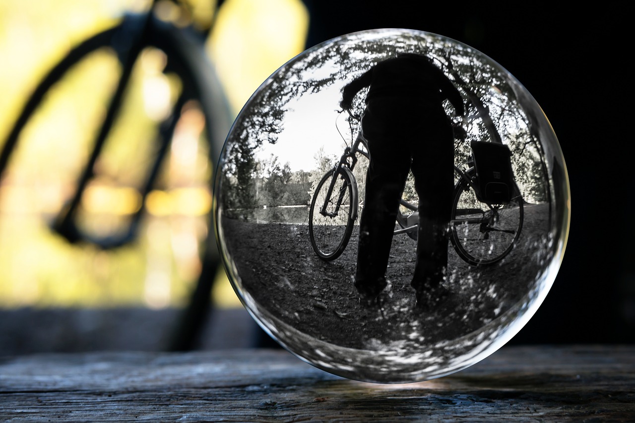Image - cyclists glass ball photo sphere