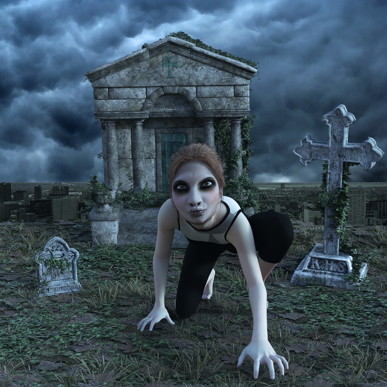 Image - cemetery zombie horror weird