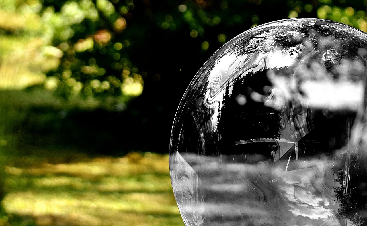 Image - soap bubble black and white colorful