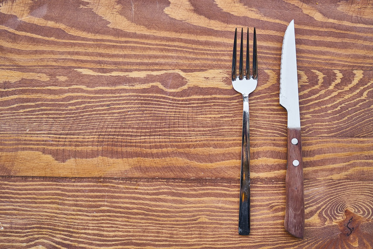 Image - food fork knife table plate