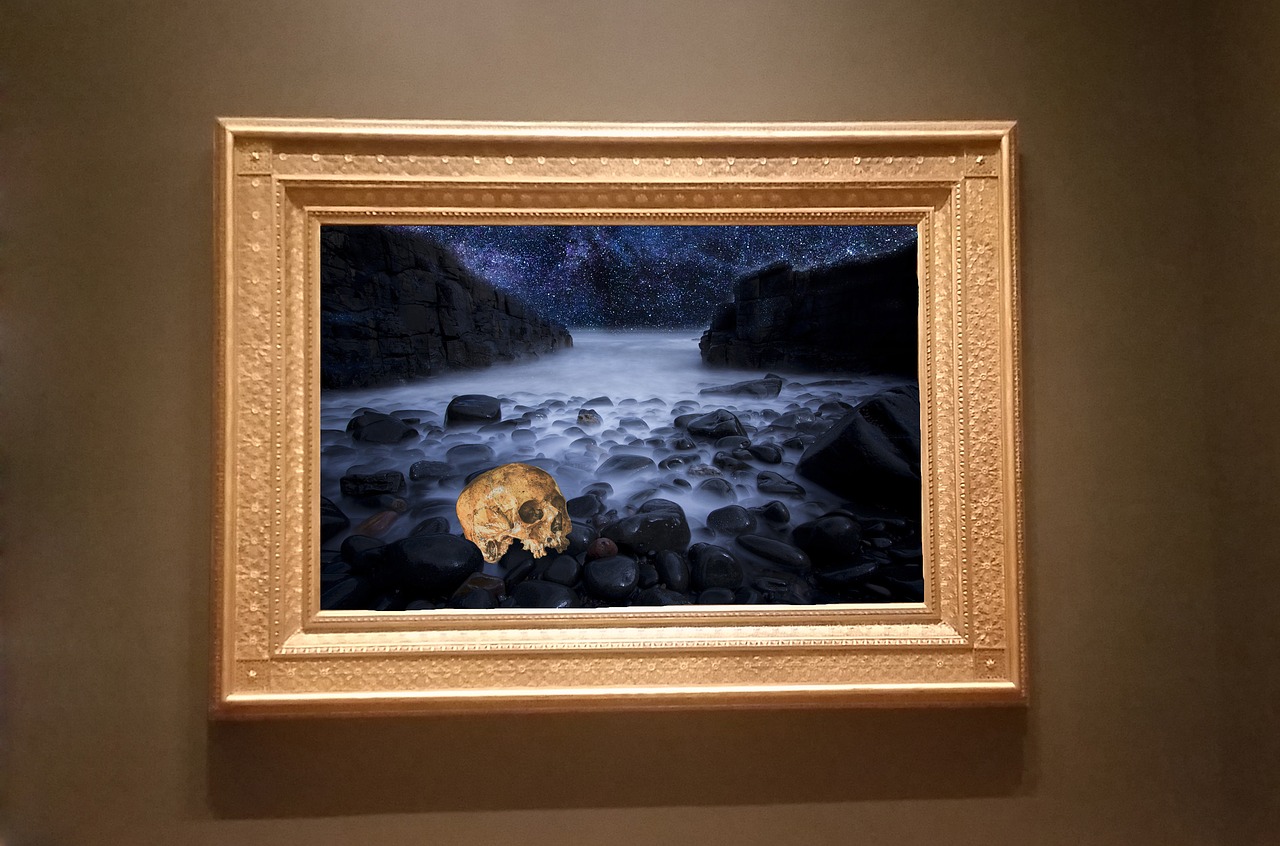 Image - frame art gallery skull end rock