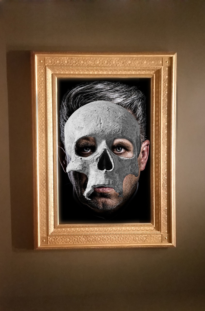 Image - skull man face portrait frame