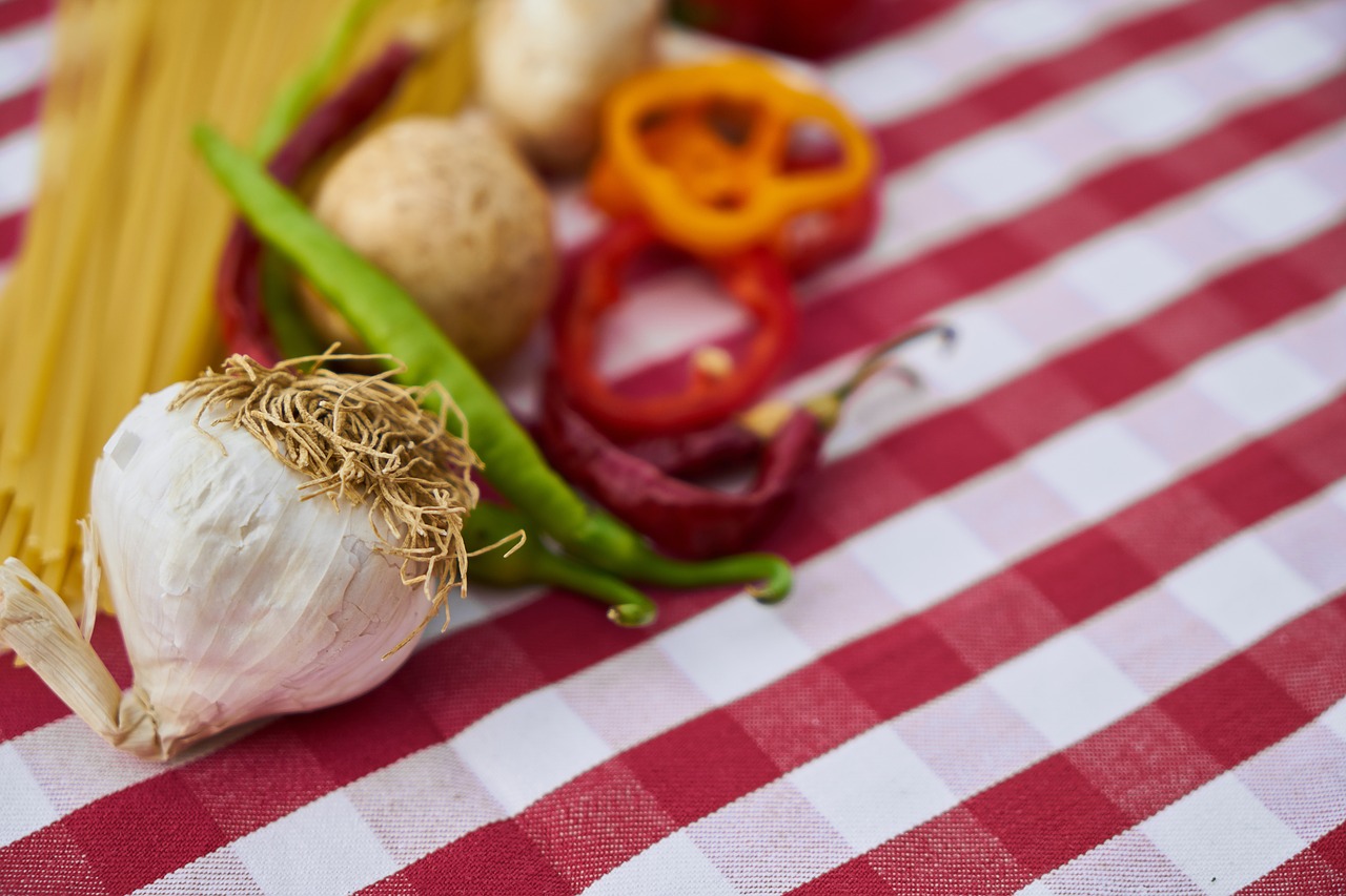 Image - garlic onion pasta mushroom pepper