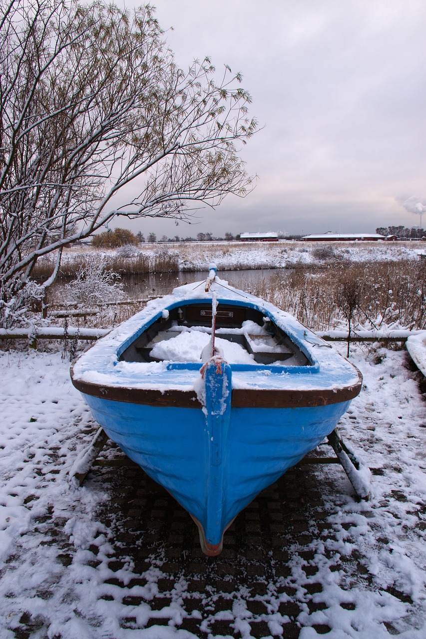 Image - winter boat snow paving blue