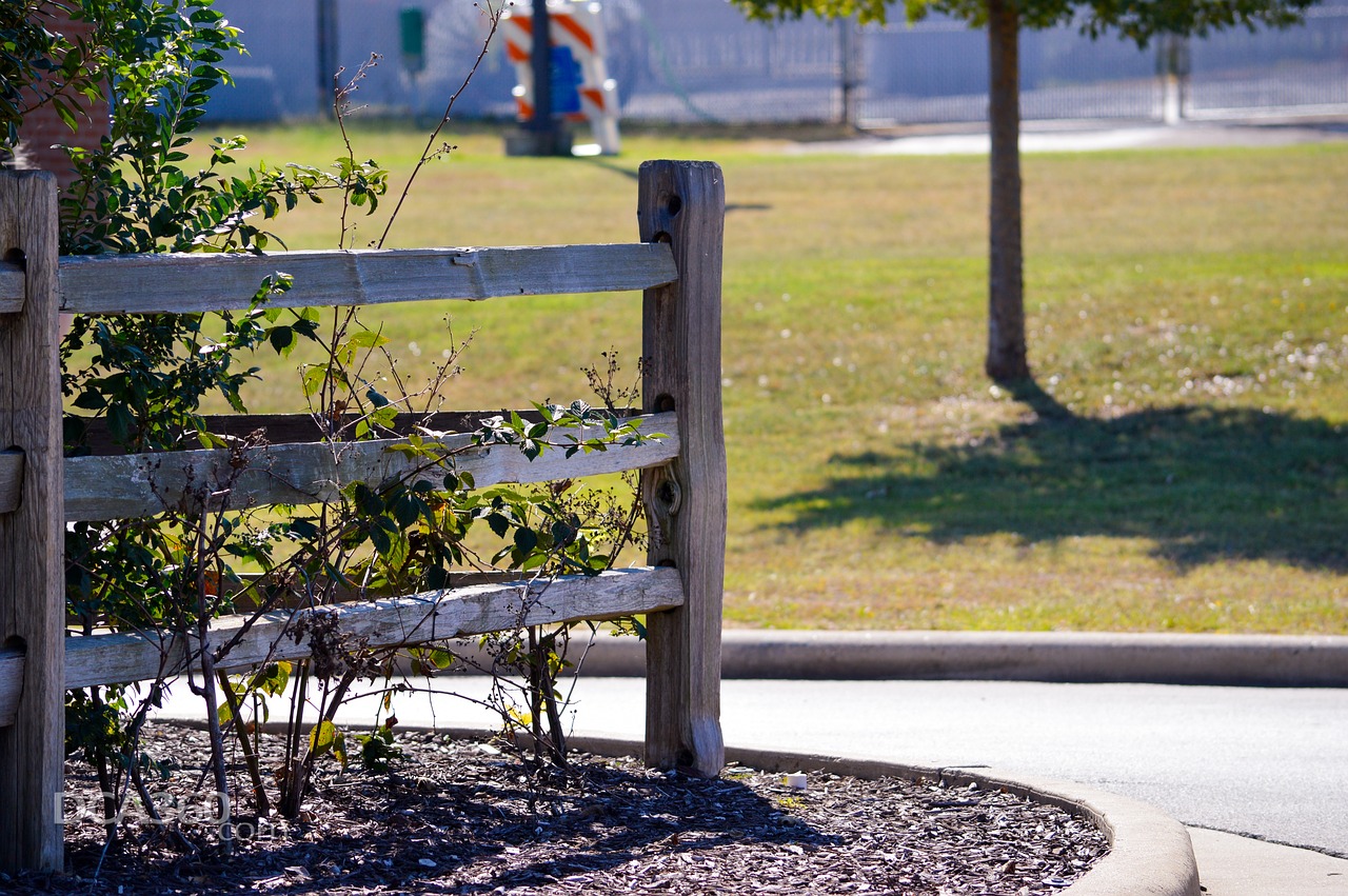 Image - fence post mulch bush grass decor