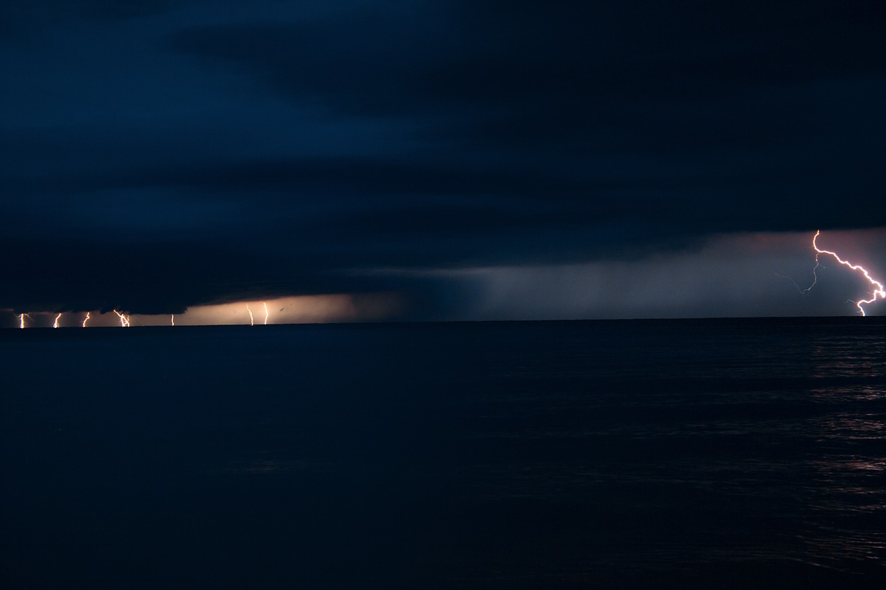 Image - thunderstorm sea clouds sky storm