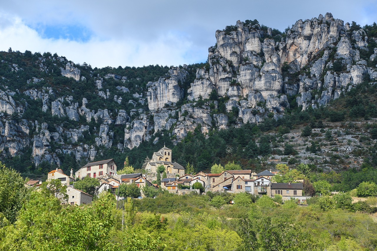 Image - village rock field house landscape