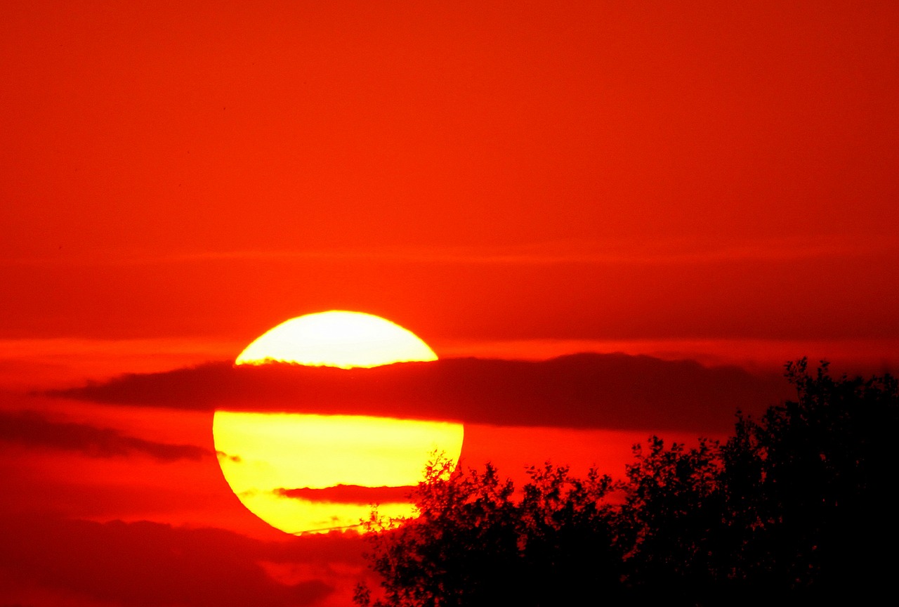 Image - sunset red west sky clouds summer